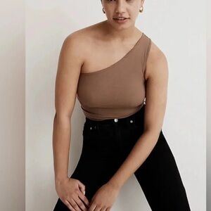 Madewell supima ribbed one shoulder tank brown NWT